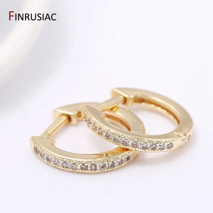 Luxury Zircon Crystal Hoop Earrings For Women Jewelry 14mm*1.8mm Small Round Circle Gold Plated Earrings 2020 New