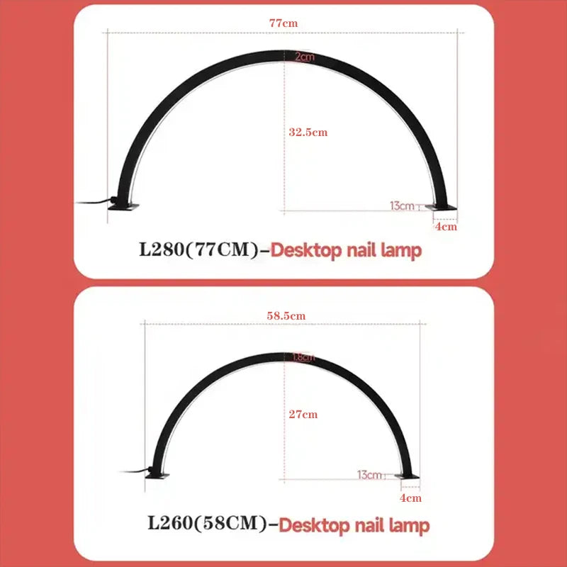 Free Logo Print Wholesale LED Nail Lamp Half-Moon Table Light Rhinestone Pink White Nail Salon Desk Lamp 40W Half Moon Nail Lamp