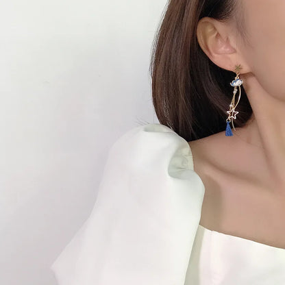 Korean Style Flower Cute Animal Dangle Earrings For Women Moon Stars Kitten Rabbit Balloon Asymmetric Earring Party Jewelry Gift