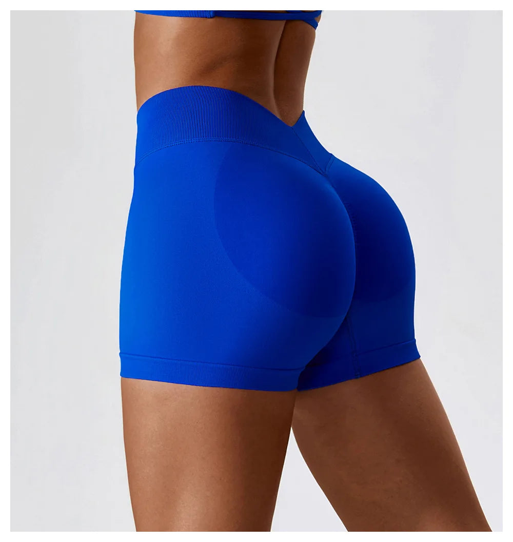 Women's High Waist Yoga Shorts Seamless Butt Lifting Fitness Pants Elastic Tummy Control Solid Outdoor Running Sports Leggings
