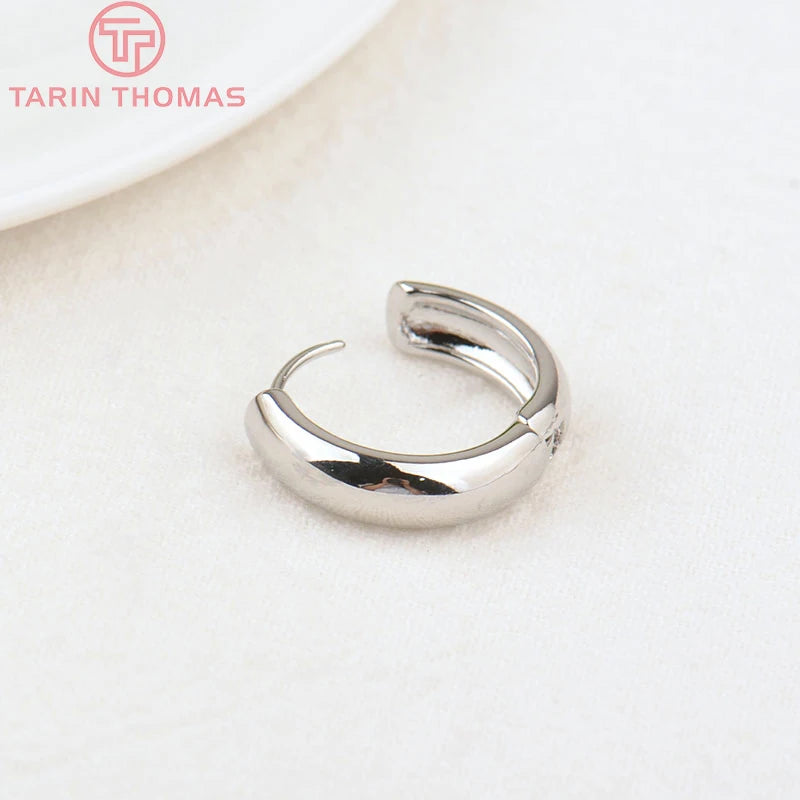 (3784)4PCS 14MM 16MM 18MM 23MM 24K Gold Color Plated Brass Round Earrings Hoop Earring Clip Quality DIY Jewelry Making Findings