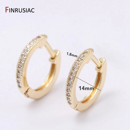 Luxury Zircon Crystal Hoop Earrings For Women Jewelry 14mm*1.8mm Small Round Circle Gold Plated Earrings 2020 New