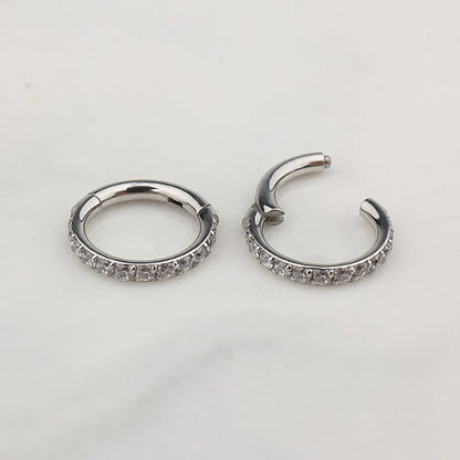 Right Grand G23 Titanium Side Prong Set Half Circle Cubic Zircon Nose Cilcker Conch Piercing 6/8/10/11/12mm Hoops