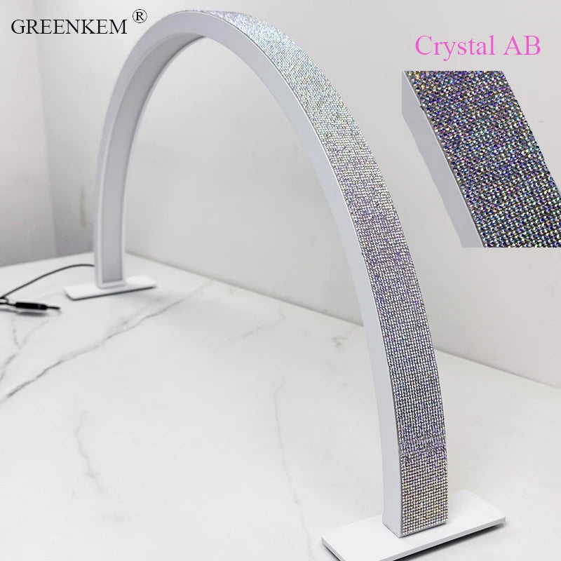 Free Logo Print Wholesale LED Nail Lamp Half-Moon Table Light Rhinestone Pink White Nail Salon Desk Lamp 40W Half Moon Nail Lamp