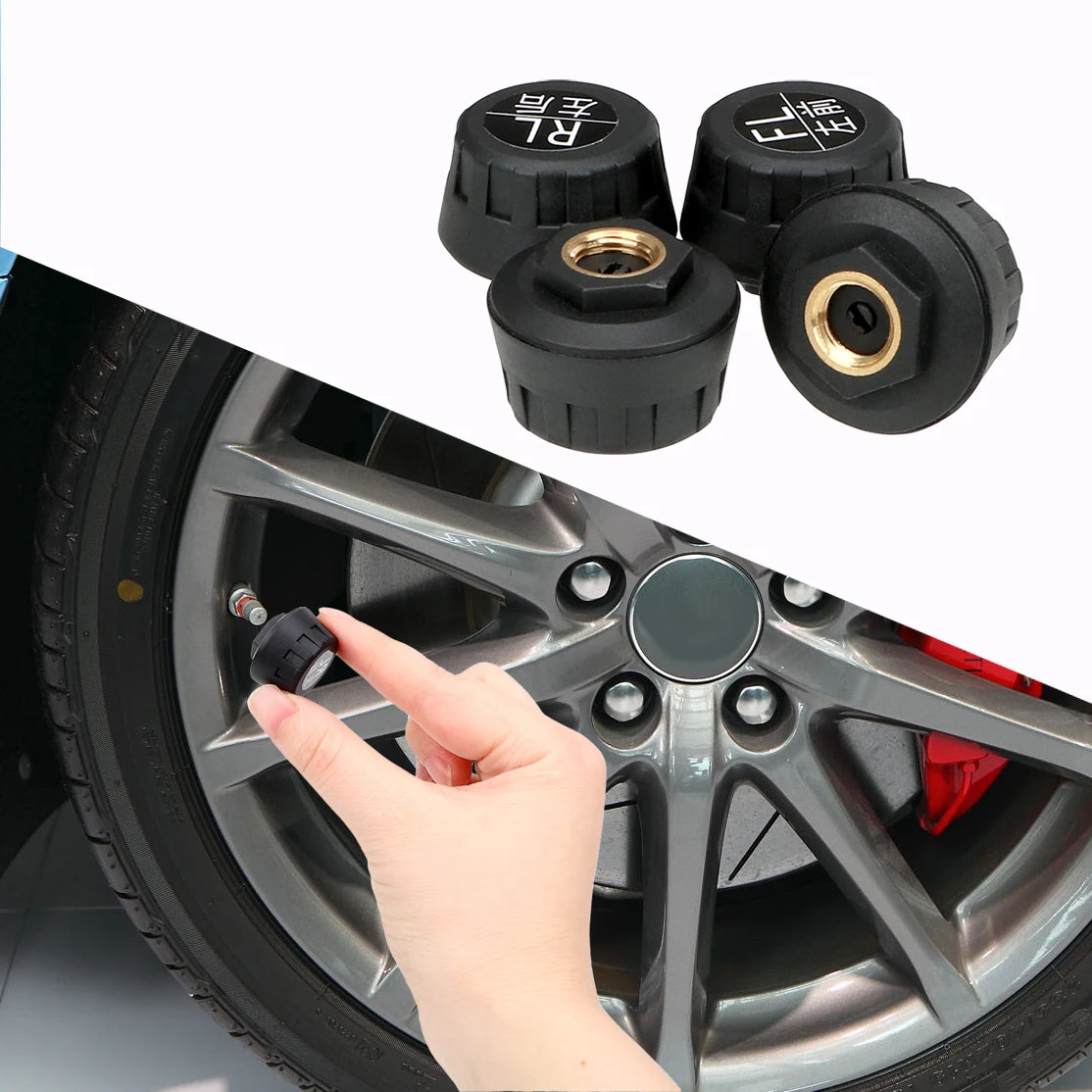 Solar TPMS Tire Pressure Monitoring System Temperature Warning Fuel Save Car Tyre Pressure Monitor 4 External Sensors Cartronics