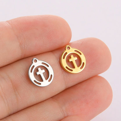5pcs Stainless Steel Tree of Life Charms for Jewelry Making Moon Cross Butterfly Snake Pendant Tiny Charm Bracelet Earrings DIY