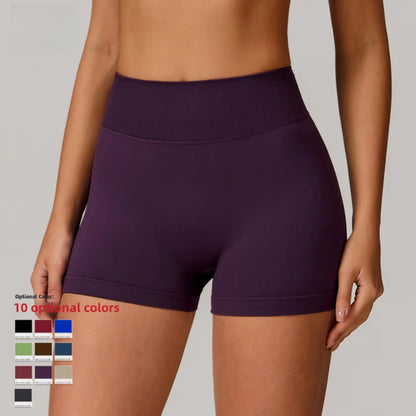 Women's High Waist Yoga Shorts Seamless Butt Lifting Fitness Pants Elastic Tummy Control Solid Outdoor Running Sports Leggings