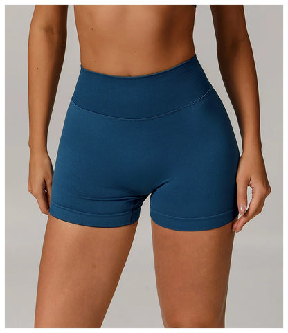 Women's High Waist Yoga Shorts Seamless Butt Lifting Fitness Pants Elastic Tummy Control Solid Outdoor Running Sports Leggings
