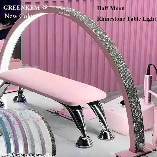 Free Logo Print Wholesale LED Nail Lamp Half-Moon Table Light Rhinestone Pink White Nail Salon Desk Lamp 40W Half Moon Nail Lamp