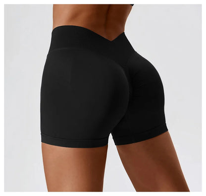 Women's High Waist Yoga Shorts Seamless Butt Lifting Fitness Pants Elastic Tummy Control Solid Outdoor Running Sports Leggings