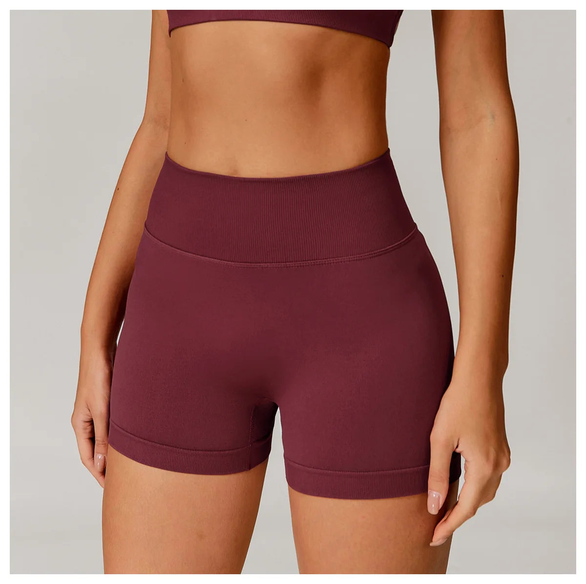 Women's High Waist Yoga Shorts Seamless Butt Lifting Fitness Pants Elastic Tummy Control Solid Outdoor Running Sports Leggings