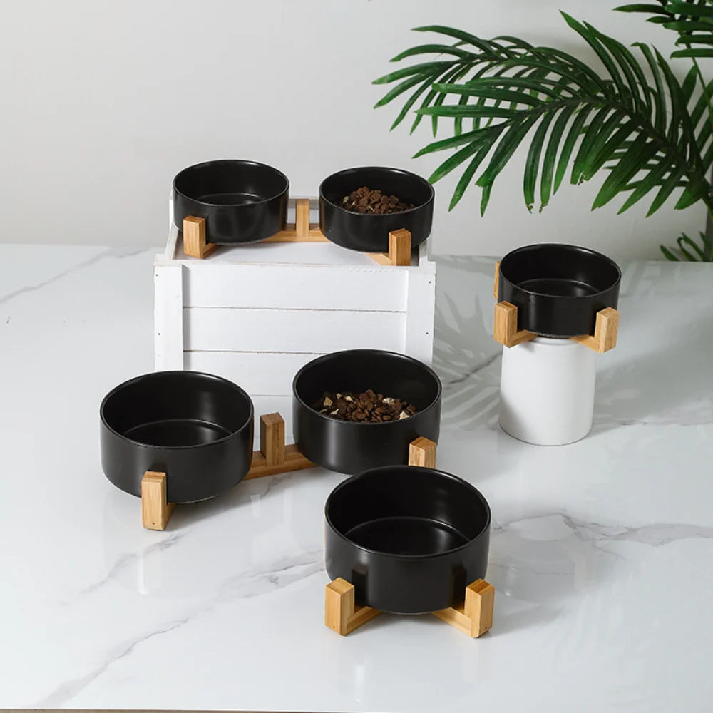 Portable Oval Cat and Kitten Double Bowls Anti-Knock Cat Food Ceramic Pet Supplies Dog Water Bottles Plastic Material