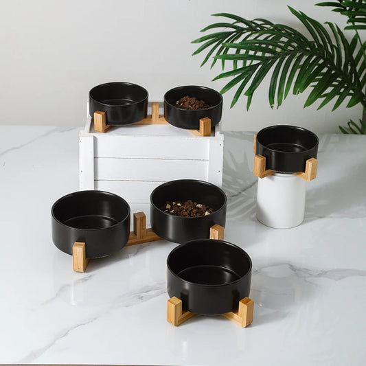 Portable Oval Cat and Kitten Double Bowls Anti-Knock Cat Food Ceramic Pet Supplies Dog Water Bottles Plastic Material