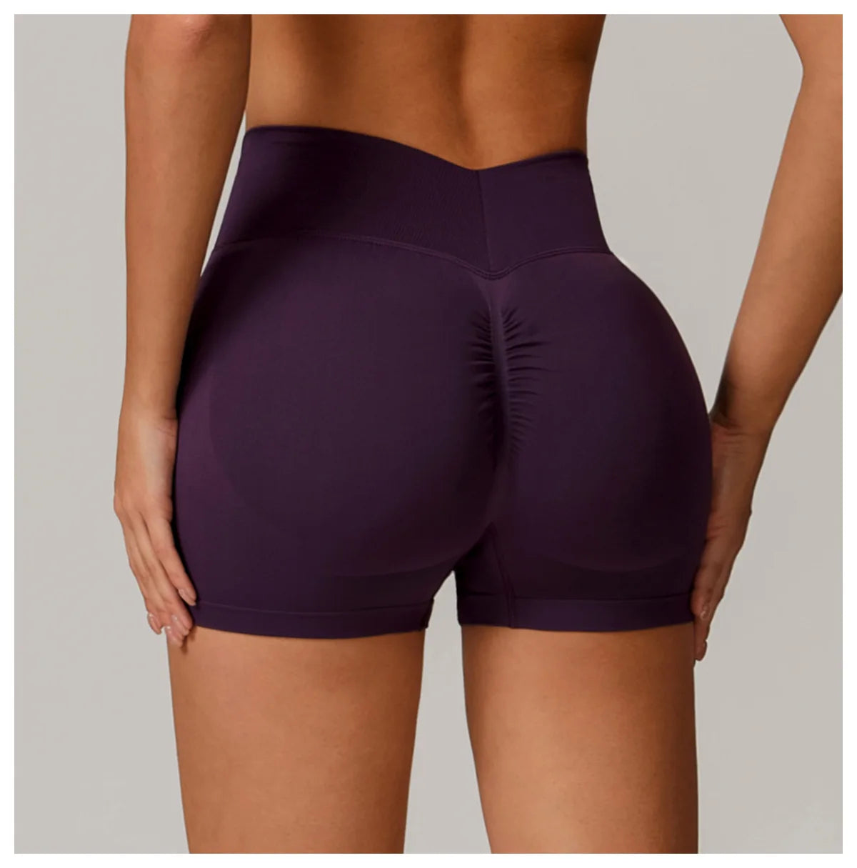 Women's High Waist Yoga Shorts Seamless Butt Lifting Fitness Pants Elastic Tummy Control Solid Outdoor Running Sports Leggings