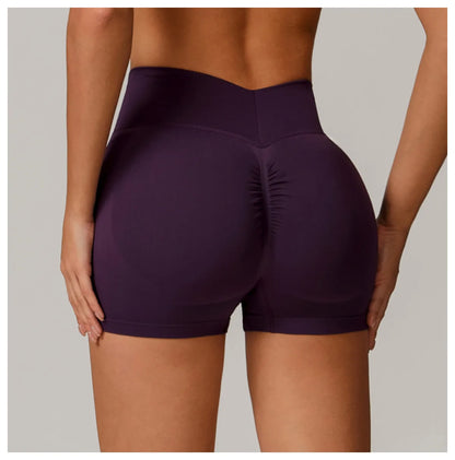 Women's High Waist Yoga Shorts Seamless Butt Lifting Fitness Pants Elastic Tummy Control Solid Outdoor Running Sports Leggings