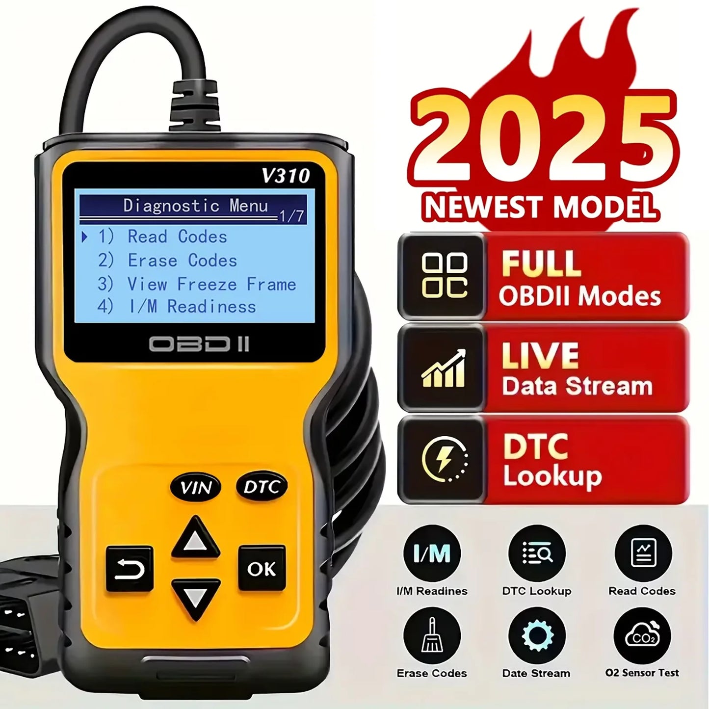 Hot Sales V310 OBD2 Scanner Auto Accessories EOBD/OBDII Code Reader with ELM327 Fault Scan Tool for Car Auto Diagnostic Tool