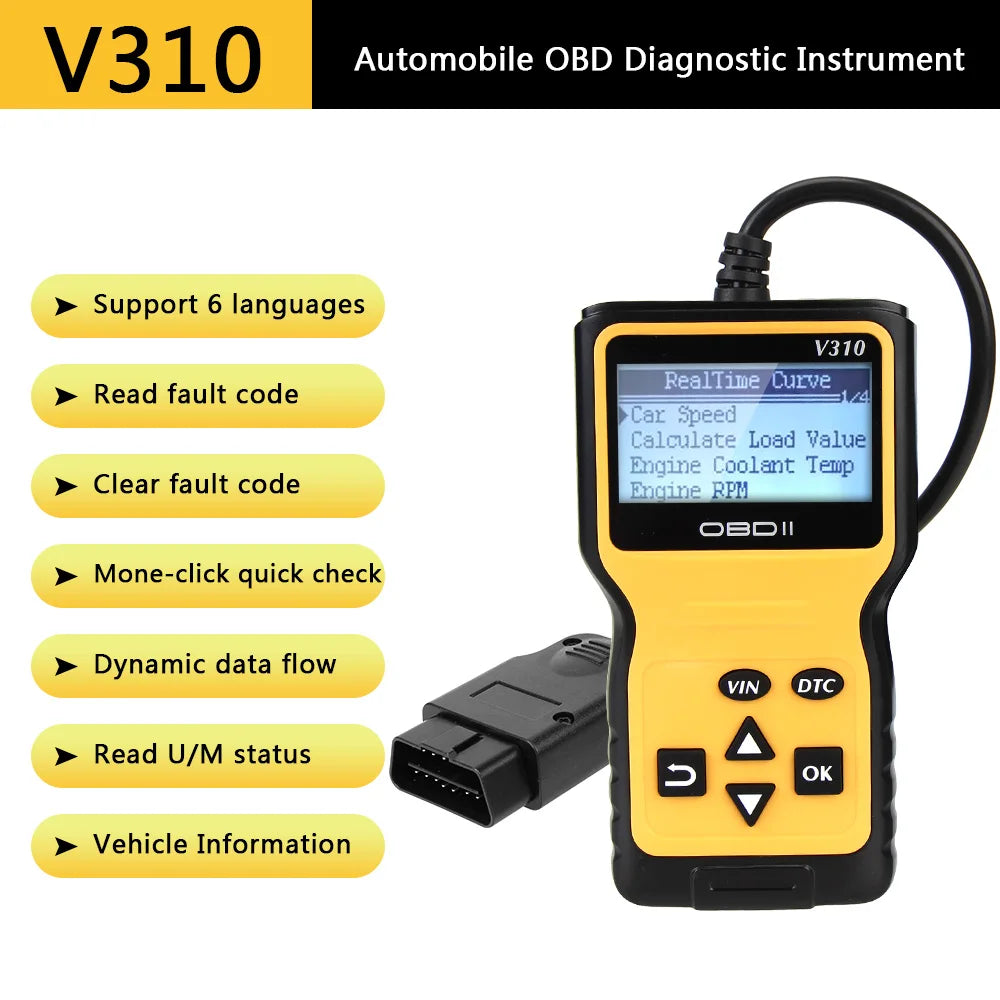 Hot Sales V310 OBD2 Scanner Auto Accessories EOBD/OBDII Code Reader with ELM327 Fault Scan Tool for Car Auto Diagnostic Tool