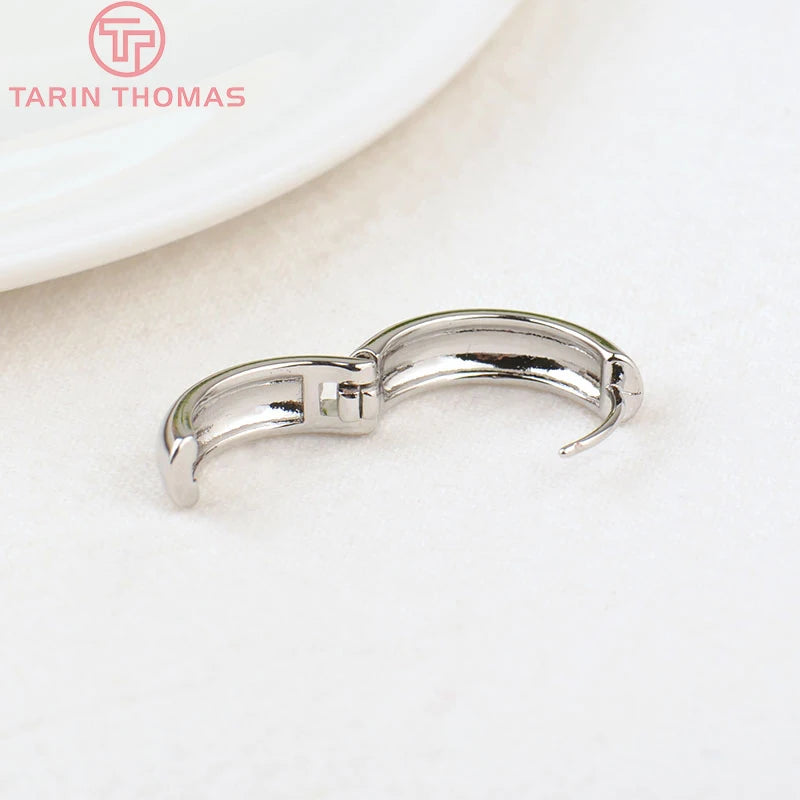 (3784)4PCS 14MM 16MM 18MM 23MM 24K Gold Color Plated Brass Round Earrings Hoop Earring Clip Quality DIY Jewelry Making Findings