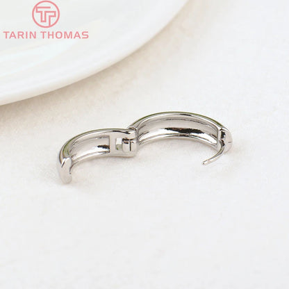 (3784)4PCS 14MM 16MM 18MM 23MM 24K Gold Color Plated Brass Round Earrings Hoop Earring Clip Quality DIY Jewelry Making Findings
