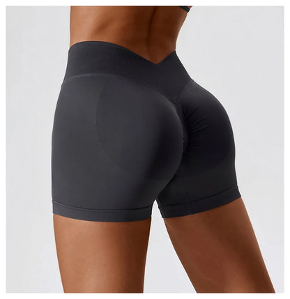 Women's High Waist Yoga Shorts Seamless Butt Lifting Fitness Pants Elastic Tummy Control Solid Outdoor Running Sports Leggings