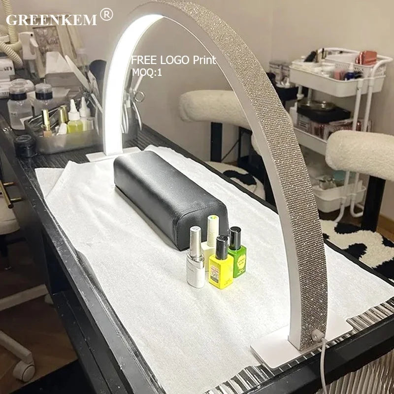 Free Logo Print Wholesale LED Nail Lamp Half-Moon Table Light Rhinestone Pink White Nail Salon Desk Lamp 40W Half Moon Nail Lamp