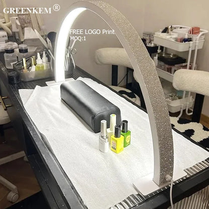 Free Logo Print Wholesale LED Nail Lamp Half-Moon Table Light Rhinestone Pink White Nail Salon Desk Lamp 40W Half Moon Nail Lamp