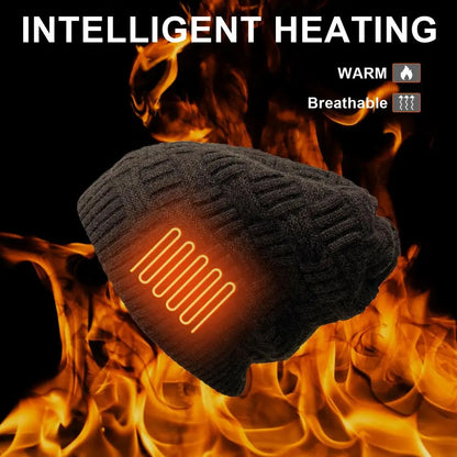 2020 New Washable Heated Hat Battery Heated Beanie Hat Electric Rechargeable Warm Winter Heated Fleece
