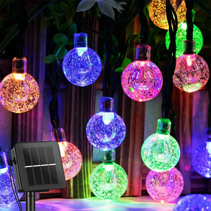 1/2/4PCS Solar String Lights Outdoor 60 Led Crystal Globe Lights with 8 Modes Waterproof Solar Powered Patio Light for Garden