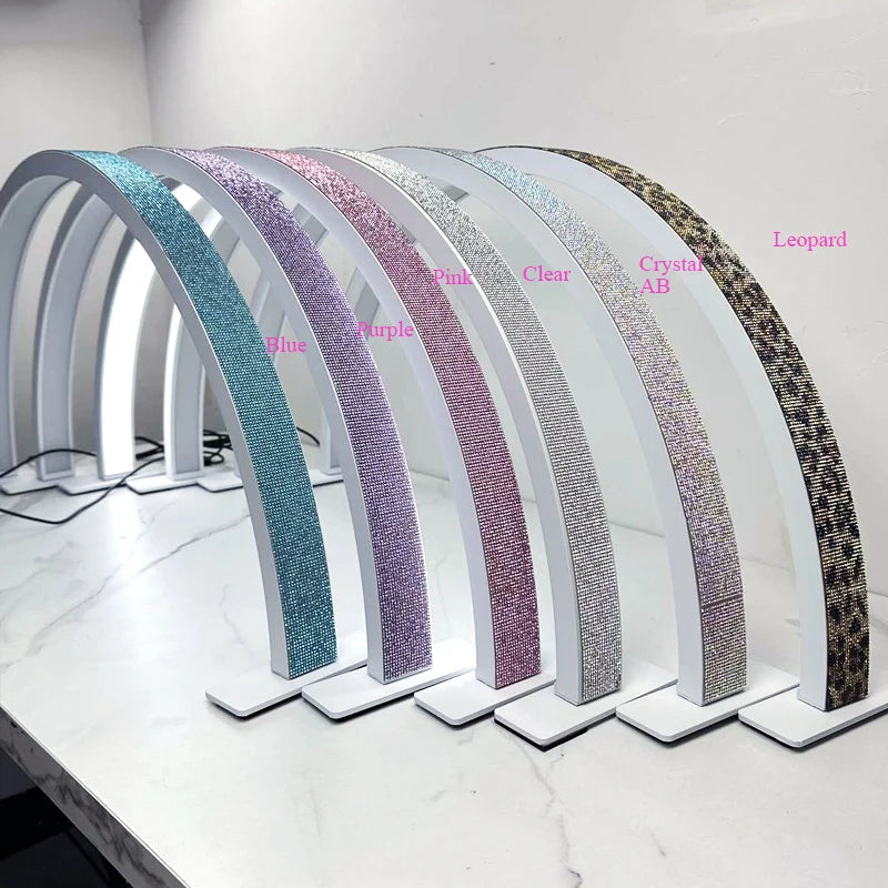 Free Logo Print Wholesale LED Nail Lamp Half-Moon Table Light Rhinestone Pink White Nail Salon Desk Lamp 40W Half Moon Nail Lamp