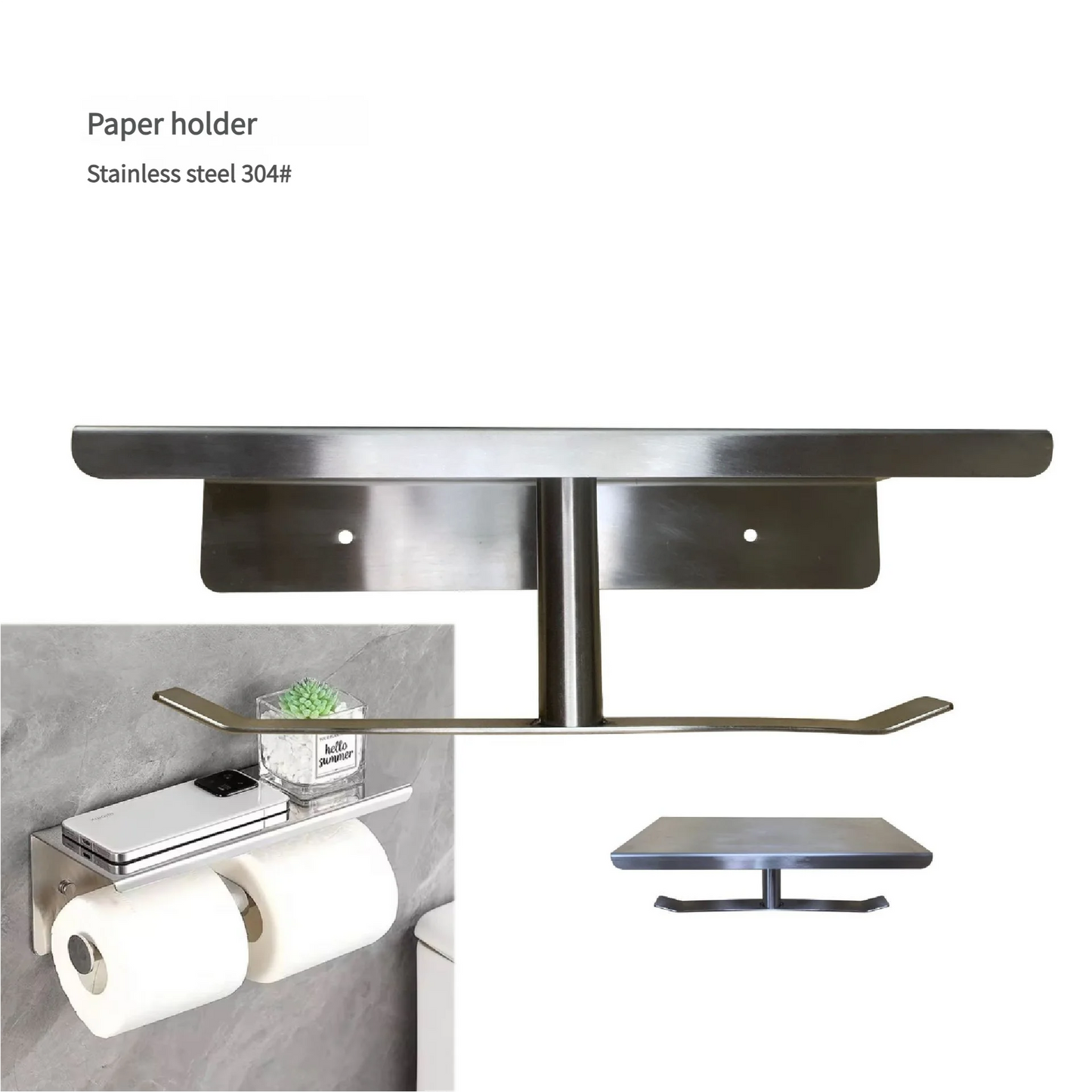 Modern Design Stainless Steel Wall Mounted Paper Towel Holder Rustic Style with One-Hand Tear Feature for Kitchen