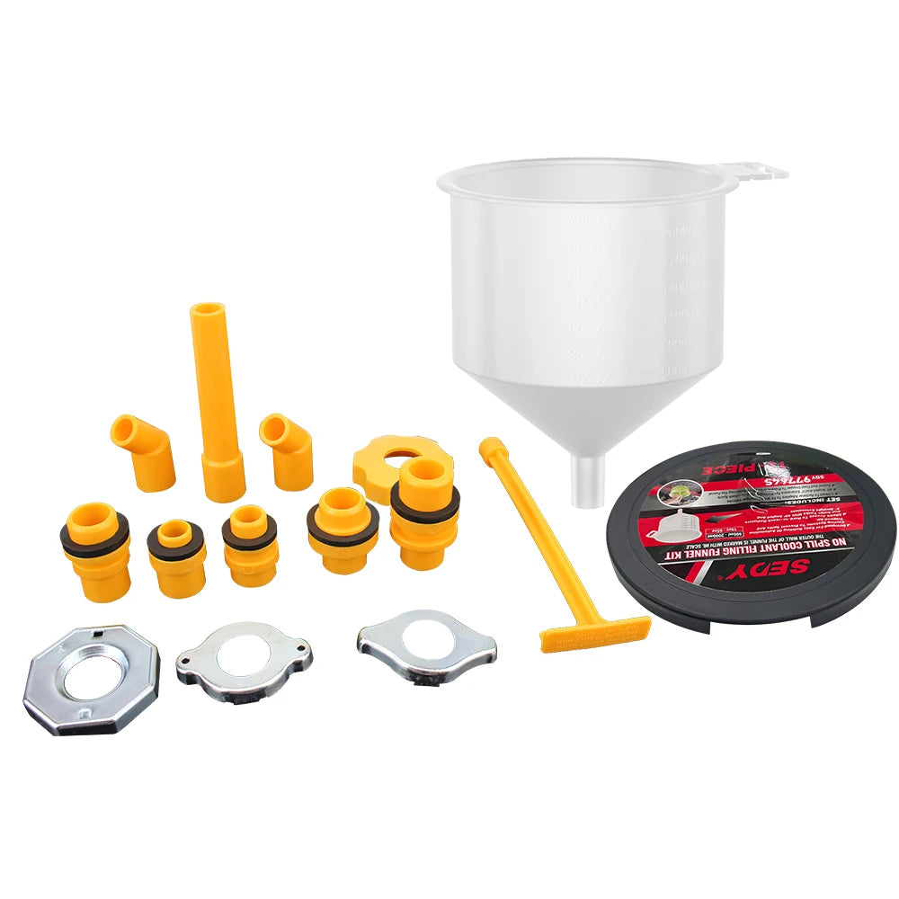 Spill Proof Coolant Filling Kit Car Accessories Fit Universal Vehicles Pour Oil Tool Plastic Filling Funnel Spout 15Pcs/Set