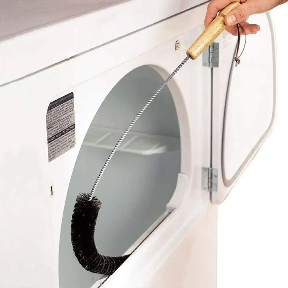 Flexible Dryer Vent Brush with Wood Handle for Removing Lint Refrigerator Coil Corner Gaps Cleaning Brush Bathroom Kitchen Clean