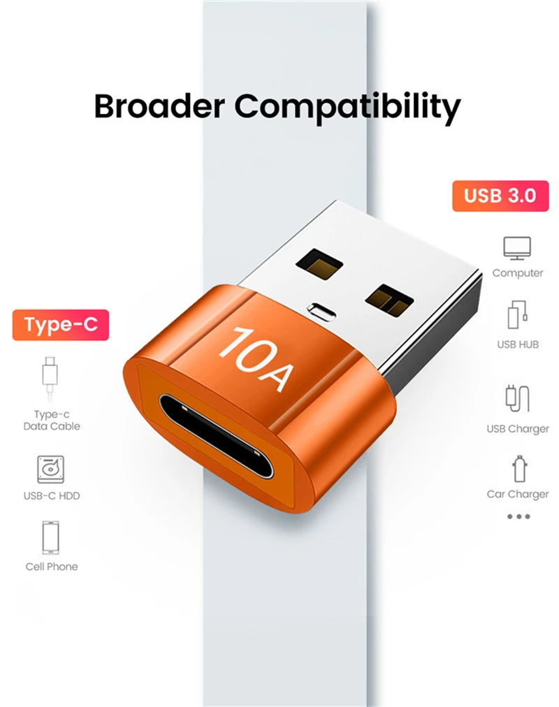 USB 3.0 10A USB A To USB C OTG Adapter Type C to USB Converter USB 3.0 Adapter For Xiaomi 12 MacBook USB To Type C OTG Connector