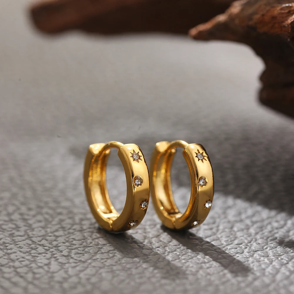 New Fashion CZ Zircon Mini Tiny Hoop Earrings for Women Gold Plated Circle Huggie Hoops Ear Buckle Cartilage Piercing Jewelry
