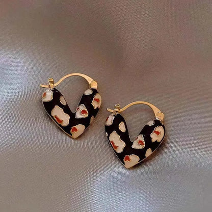 2026 Trendy Red Dripping Oil Heart Hoop Earrings For Women Girls Korean Elegant Love Dangle Earring Jewelry Gift