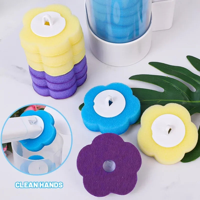 6-60PCS Disposable Toilet Brush Heads Bathroom Replacement Sponges Head Toilet Cleaning Brush Refills No Dead Angle Brush Heads