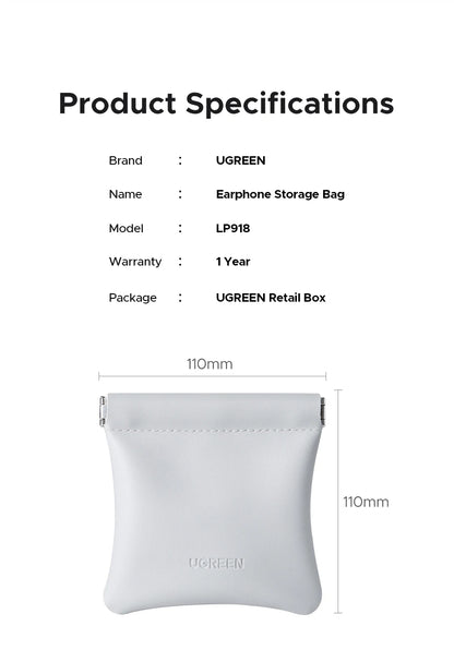 UGREEN Earphone Case Magnetic Leather Bag for Bluetooth Open Ear Clip Wireless Earbuds In-ear Headphones Cable Wired Storage Bag