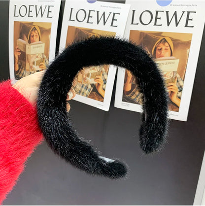 2025 Hot Sale Women Luxury winter 100% Real Mink Fur Headbands High Quality Real Fur Hair Band Lady Fashion Hair Hoop Furry Gift