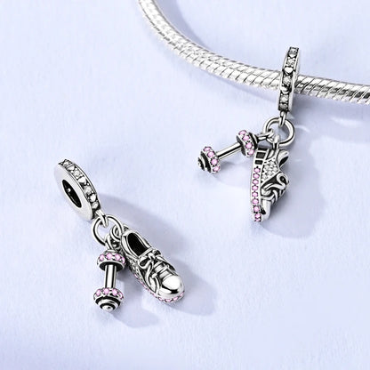 925 Sterling Silver Pink Charms Beads Butterfly Perfume Bottle Crown Heart Shaped Zircon Charms for Women Fine DIY Jewelry Gifts