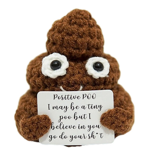 1pc Creative Plush Desktop Decoration Ornaments, Mini Handmade Crocheted Gifts, Emotional Support Positive Cards, Birthday Party, Graduation Gifts, Encouragement For Friends