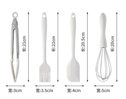 Silicone Kitchen Utensils Food Grade Non-stick Cooking Baking Spatula Silicone Oil Brush Egg Whisk Food Clip Kitchen Accessor