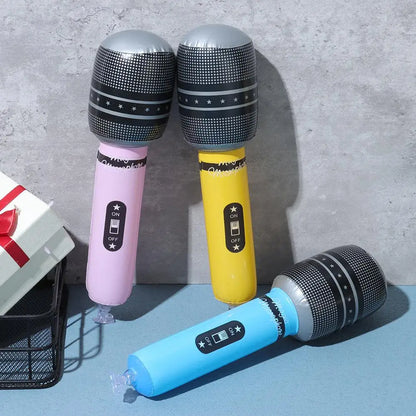 12Pcs Inflatable Microphones Blow Up Inflatable Microphone Props Toys for Musical Concert Themed Party Birthday Toys Decoration