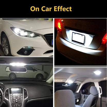 10pcs Car LED T10 W5W Canbus Glass COB Reading Dome Lamp Marker Wedge License PlateLight Bulb 168 194 192 DC 12V White