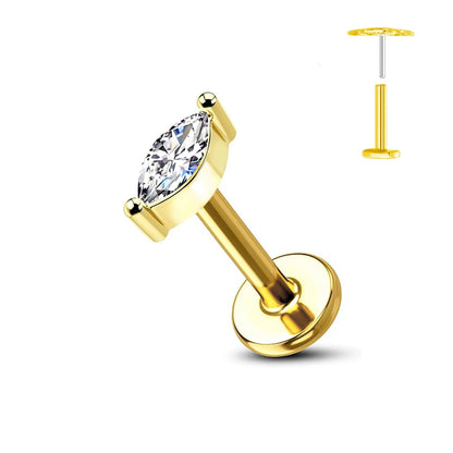 ASTM F136 G23 Titanium Flower Threadless Earring Piercing Petals Leaf Heart Butterfly Pin Daith Conch Push in Labret Stud