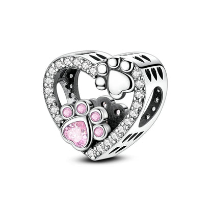 925 Sterling Silver Pink Charms Beads Butterfly Perfume Bottle Crown Heart Shaped Zircon Charms for Women Fine DIY Jewelry Gifts
