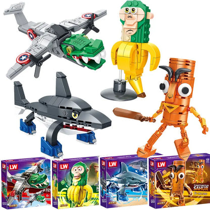 Tung Tung Sahur‌ Figure Block Toy Tralalero Tralala‌，LiriLi Larlla‌，‌Boneca Ambalam‌ Figure Toys Building Blocks Gift Blind Box