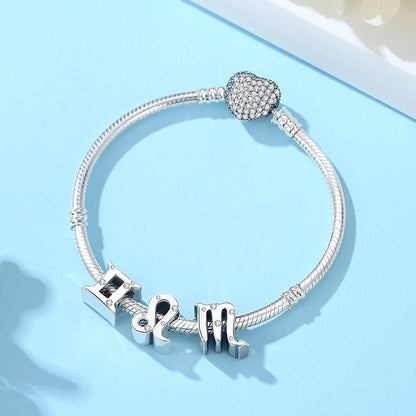 Original 925 Sterling Silver Charms Beads 12 Zodiac A-Z Letters Virgo Aries Fit Pan Brand Bracelets Necklaces Jewelry For Women