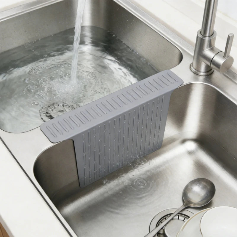 Kitchen Sink Protector Mat Silicone Saddle Nonslip Anti-scratch Pad Sink Divider Mat with Drainage Function to Prevent Collision