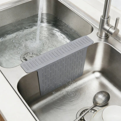 Kitchen Sink Protector Mat Silicone Saddle Nonslip Anti-scratch Pad Sink Divider Mat with Drainage Function to Prevent Collision