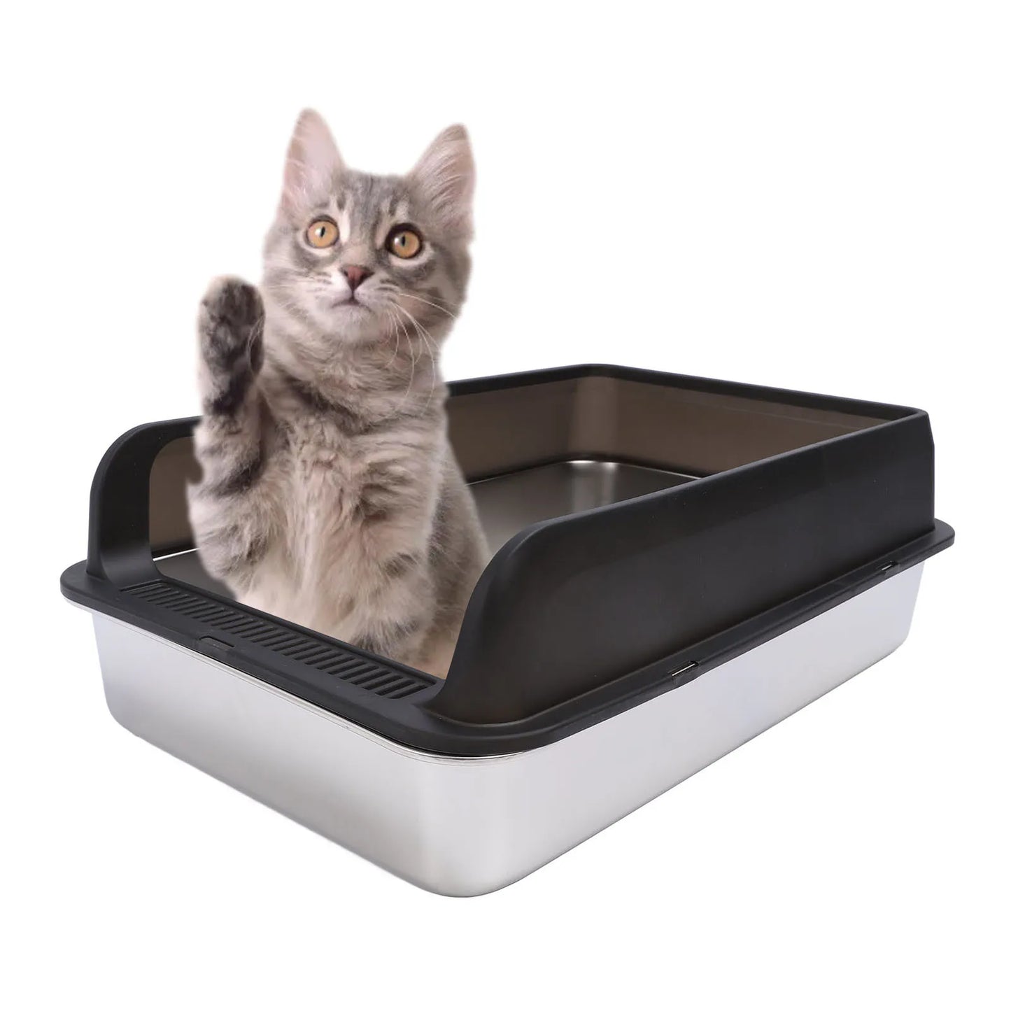 Stainless Steel Litter Box Stainless Steel Cat Litter Box Odorless Spacious Easy To Clean High Strength with Lid for Large Cats